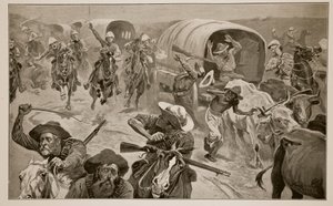 Verovering van een Boerenkonvooi door de troepen van Generaal French nabij Kimberley door Stanley L. Wood